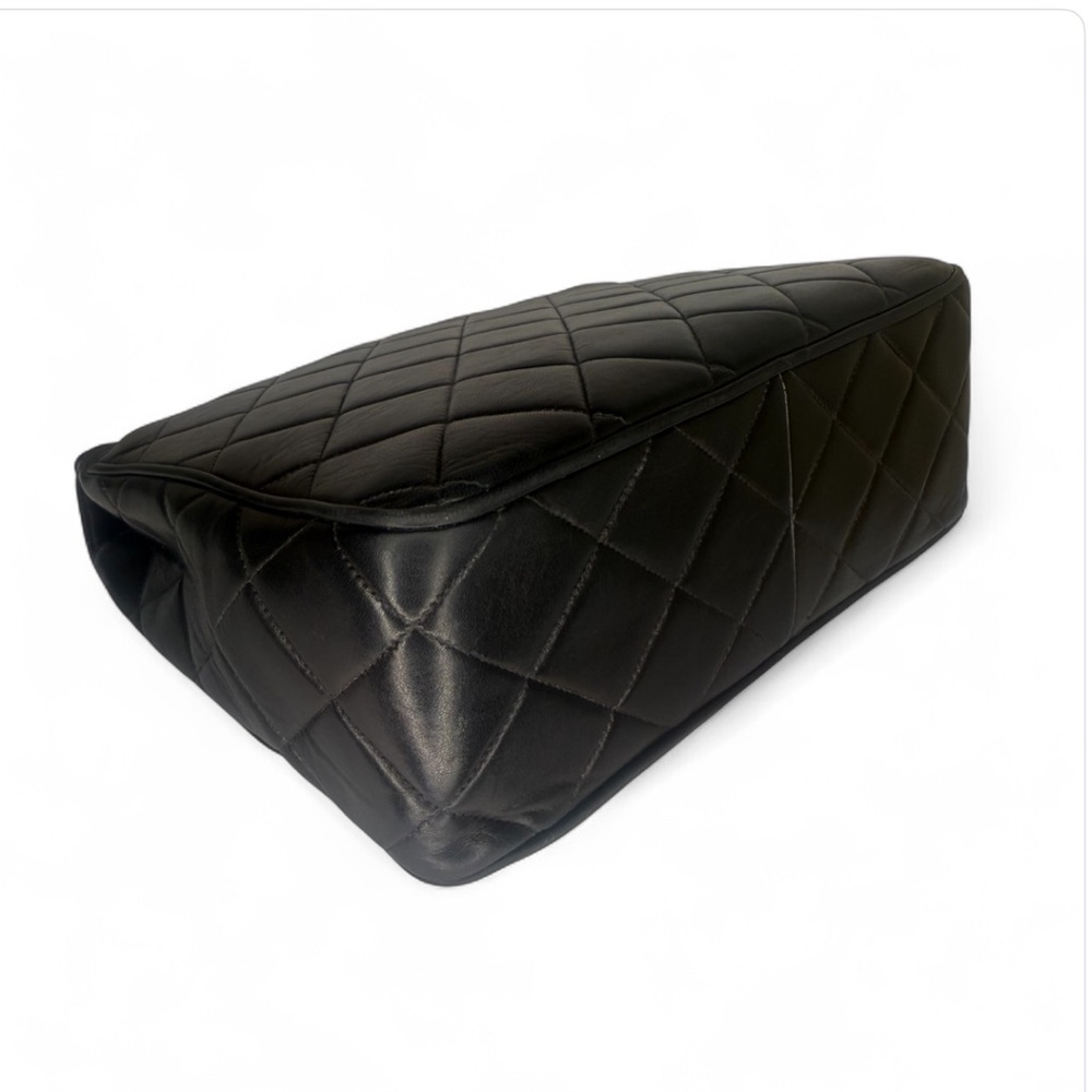 CHANEL Black Quilted Flap 24K Gold CC Logo Leather Shoulder Bag - Picture 7 of 12